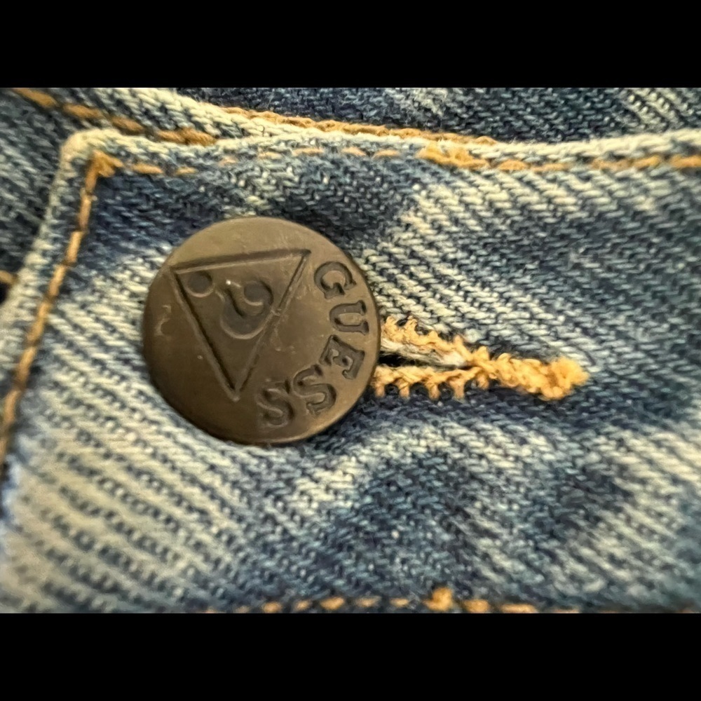 Vintage 80’s 90’s Georges Marciano for Guess cotton blue jean mini skirt size 0 - Picture 7 of 9